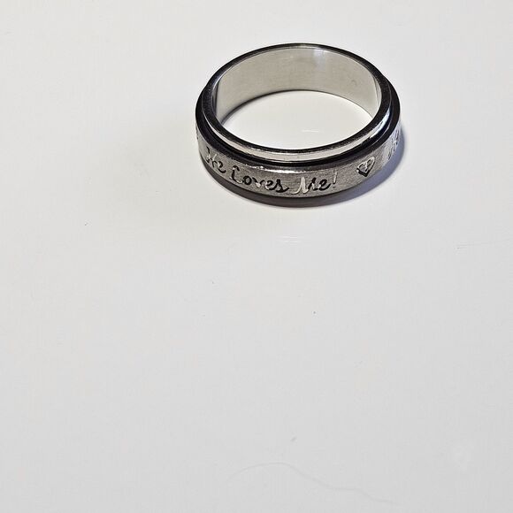 *Sale* He Loves Me Stainless Steel Spinner Ring Band Size 8 - Picture 14 of 15